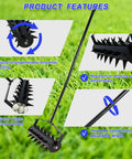Product features of Seventeen Inch Rolling Lawn Aerator With Two Inch Steel Spikes Heavy Duty Manual Soil Aerator Tool