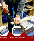 Woodworker using a saw with a 12 Inch Precision Level With Box For Machinists And Toolmakers, 0.0002 Inch Per 10 Inch Accuracy, Carbon Steel Construction nearby.