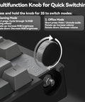 Top Shelf Triple Mode Wireless Gaming Mechanical Keyboard With Full Number Pad And Slick Volume Knob for easy mode switching.