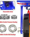 Detailed view of built-in double pressure bearing for Set Of Four Heavy Duty Swivel Casters Featuring Quiet Rollin Rubber Tires.