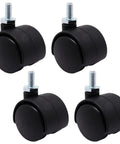 1 Inch Stem Swivel Casters Set Of 4, M6 Threaded Stem, visible in black with 360 Degree Rotation, for furniture use, floor friendly