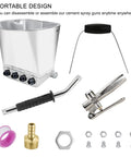 Cement Mortar Stucco Sprayer With Four Replaceable Spray Jets And Plaster Hopper components displayed including handle and fittings.