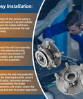 Mechanic installing 2 Pack Front Wheel Bearing And Hub Assembly Fits Nissan Rogue 2008 2013 Rogue Select 2014 2015 Sentra 2007 2012
