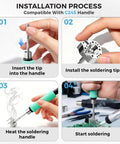 Copper Desoldering Tip Set For Joysticks And Controller Repair, C245 900M Adapter, Multi Point Heating For P4 P5 Xbox And Switch, Precision Alignment, Easy Heat Up, Pro Grade Soldering Tips, C245 handle installation steps