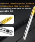 Nibbler punch and die set piece showing DeWalt-approved materials for JN1601 nibbler.