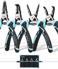 4-Piece Heavy Duty Snap Ring Pliers Set For 7 Inch Internal And External Circlip Pliers With 5/64 Inch Tip Displayed With Case