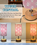 Dope Dog Paw Print Watercolor Bedside Lamp With 3 Way Dimmable Touch Control And Built In Charging Station showing light modes