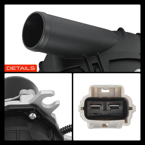 Close-up of Secondary Air Injection Smog Pump For Toyota Tacoma 2005 2015 2.7L L4 Replacement 176000C020 blade terminals and connectors.