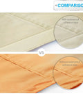 Comparison of two fabrics, one with waterproof adhesive tape and one without, highlighting the 10 Ft By 15 Ft Waterproof Gray Shade Sail For Patio.
