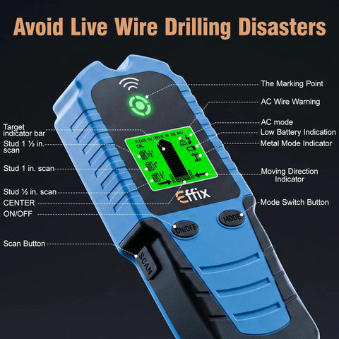 Nail Your Home Improvements With This Heavy Duty Stud Finder Wall Scanner 5 In 1 Electronic Detector For Wood Joists Ac Wiring Metal Pipes Drywall Straight Shooting Precision Guaranteed