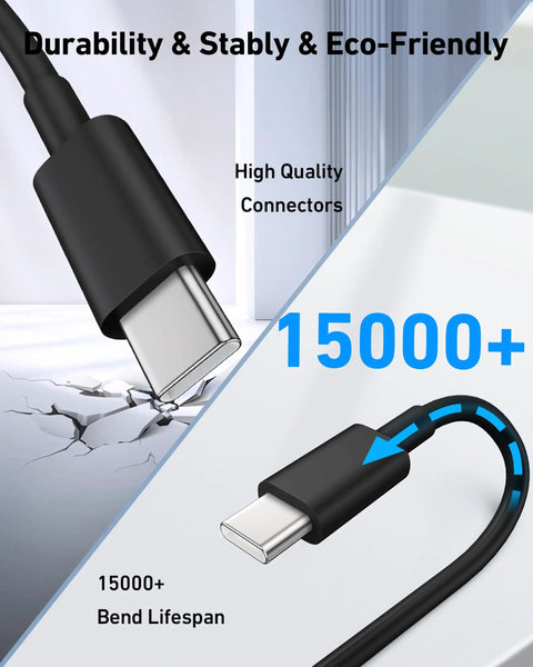 CarPlay USB A To USB C Cable For iPhone 17 Series 17 Pro 17 Pro Max 16 15 Pro Plus iPad And Android Devices 3FT 2 Pack showing durability