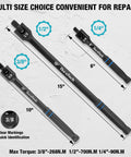 Image of Badass Heavy Duty Breaker Bar Set With Premium Chrome Alloy Build And Durable Black Phosphate Coating showing various sizes.
