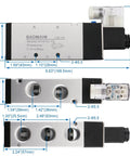 Industrial Pneumatic Solenoid Valve 4V410-15 With AC 110V Control, 5 Way 2 Position Internally Piloted Acting Type, dimensions shown