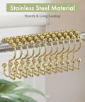 Gold Shower Curtain Hooks Rings 12 Pack Double Glide Stainless Steel Rust Resistant on shower rod