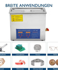 Professional 6 Liter Commercial Ultrasonic Cleaner 40Khz with digital control for jewelry and parts cleaning.