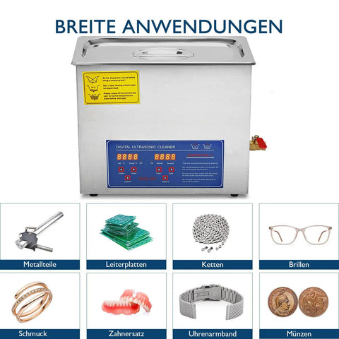 Professional 6 Liter Commercial Ultrasonic Cleaner 40Khz with digital control for jewelry and parts cleaning.