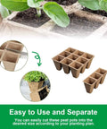 Biodegradable Seed Starter Trays With 60 Cells In 5 Pack For Seedlings showing easy separation for planting.