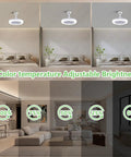 Ceiling Fan With Light And Remote, 2800 Lumens LED Light Bulb Fan, Screw In E26/E27 Small Ceiling Fan With Light shown in three lighting settings