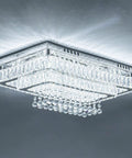 Modern Crystal Ceiling Light Chandelier With LED Fixture for Bedroom Living Room Dining Room Kitchen Rectangular 13.8 Inch White