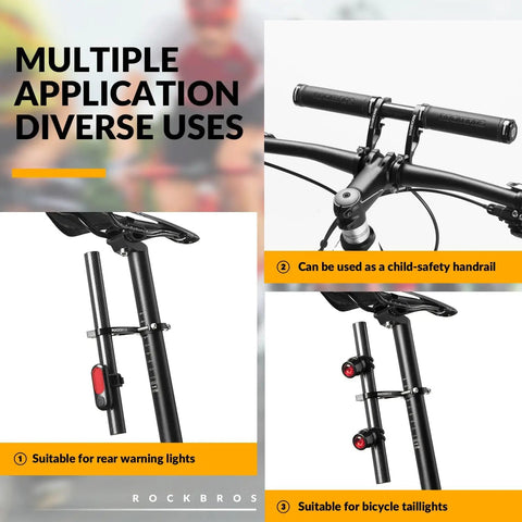 Extended Bike Handlebar Extender For Mounting Speedometer GPS And Phone, carbon fiber use for lights, safety handrail.