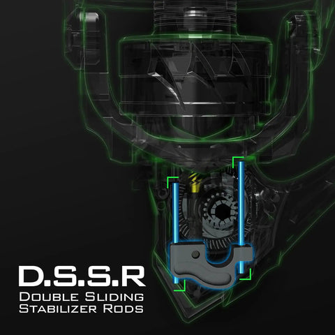 Internal view of Spartacus II Spinning Reel Sealed Carbon Fiber Build with D.S.S.R. system detailing its mechanics.