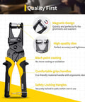 Pro Grade Grommet Tool Kit With Magnetic Alignment, 200 Pcs 3/8 Inch 10mm Grommets, ergonomic yellow and black handles, quality features