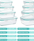 8 Pack Glass Food Storage Containers With Airtight Lids For Meal Prep And Leftovers Great For On The Go Lunches Oven Microwave Freezer And Dishwasher Safe BPA Free, various sizes stacked