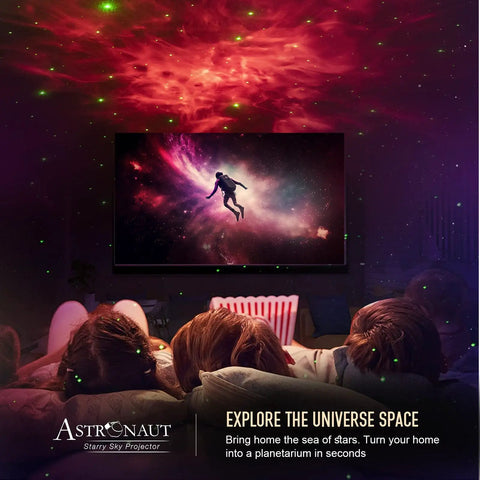 Black Astronaut Space Projector Night Light for Dope Gaming Room Setup with Nebula LED Light and stars on ceiling