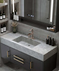Copper Waterfall Bathroom Faucet With Antique Brass Finish for vintage style bathrooms on marble sink, single hole