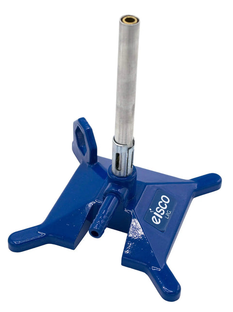 LPG Bunsen Burner With Adjustable Air Flow Cast Iron StabiliBase Anti Tip Base And Easy Grab Handle in blue finish.