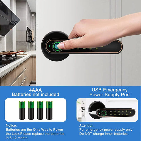 Fingerprint Door Lock With 4 In 1 Keyless Entry Biometric Smart Touchscreen Lock Bluetooth App Control Code Or Mechanical Key Unlock