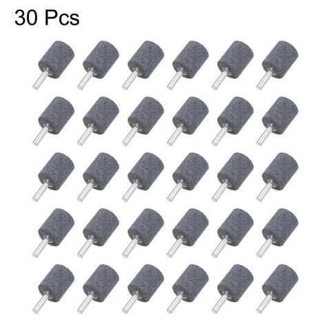 Go To Mounted Abrasive Stone Set For Rotary Tool One Quarter Inch Shank Twenty Five Millimeter Diameter Fifty Point Six Millimeter Length Corundum Aluminum Oxide Grinding Head Engraving And Polishing For Metal Working Thirty Piece Set displayed in arranged rows.