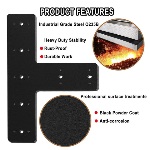 Kickass 2 Pack T Post Brackets Heavy Duty T Beam Connectors For 4x4 And 6x6 Wood Lumber Built Different Carbon Steel Frame With Rust Proof Black Coating Super Tough Metal Hardware