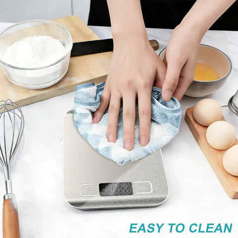 Hand cleaning digital kitchen scale 11lb capacity with tare and LCD display, stainless steel for baking