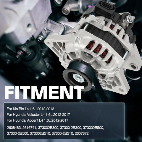 90 Amp Automotive Alternator Replacement For 2012 2017 Hyundai Accent And Veloster And 2012 2013 Kia Rio, close-up view