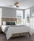 Barcadero Modern 44 Inch Ceiling Fan With Light LED Pull Chain 3 Blades in maple and brushed nickel installed in bedroom