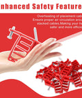 Get These 200 Pack Multi Cable Staples With Steel Nails To Secure Your Electrical Wire Stackers Fast Without Drilling And Lock Clips Keep Cables From Slipping So Your Setup Looks Clean And Super Stable. Red cable staple in hand with multiple staples in the background.