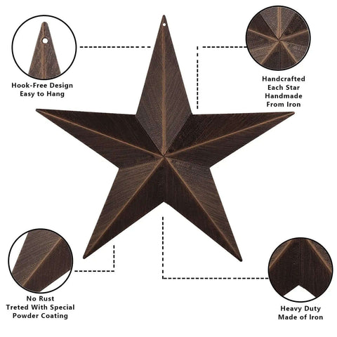Rustic Metal Barn Star Wall Decor Made From Recycled Iron With Vintage Finish