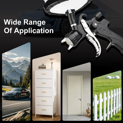 No Cap Legit Pro Grade Lvlp Spray Gun For Automotive Painting With 22 Oz Cup and tips showcased for versatile application scenarios.