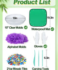 Make Your Own Outdoor Stepping Stones Kit With 3 Sets Of 10 Inch Molds, Mosaic Tiles, Letter And Number Stamps, Carving Tools, Gloves And Mat Cement Not Included For A One Of A Kind Garden Walkway product components