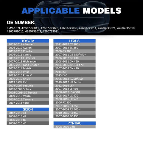 Applicable models list for Chill Out And Cruise With These Straight Swap Tire Pressure Monitoring Sensors Running At 315 Mhz.