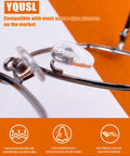 Ultra Smooth Silver Replacement Nose Pads For Glasses And Sunglasses Repair Set Includes Professional Screwdriver Plus Spare Screws close-up on glasses with silicone nose pad.