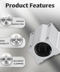 Front view of FOCMKEAS SCS8UU 4 pcs linear ball bearings in aluminum slide block, 8mm ID x 30mm