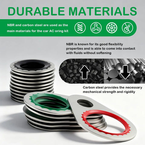 Comprehensive 139 Piece Car AC O Rings And Gasket Kit With Metal Gaskets And Sealing O Rings display, durable materials highlighted