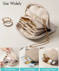Travel Jewelry Case For On The Go Gear Cream Velvet Organizer Pouch With Zipper For Bracelets Rings And Earrings Compact Yet Spacious