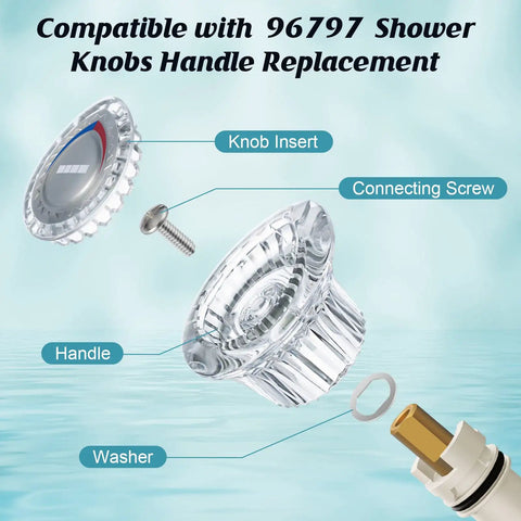 Shower Handle Replacement Kit For Moen 96797 Chateau Tub And Shower Faucets Compatible With 1225 Cartridge components displayed