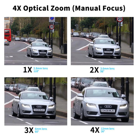 4X optical zoom comparison with 2MP CCTV Dome Camera 1080P 4 In 1 Analog TVI AHD CVI CVBS Varifocal Lens 2.8 to 12 mm.