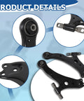 14 Piece Front Lower Control Arm And Tie Rods Replacement Kit For Toyota Camry 2007 2011 USA Built Models Only With Stable Steering Knuckles And Easy Reliable Alignment For Dialed In Handling, black steel arms