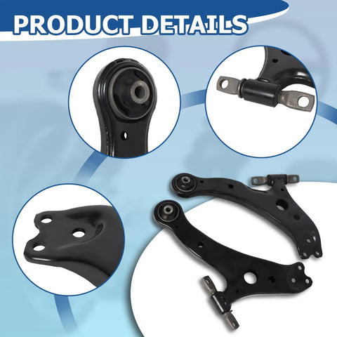 14 Piece Front Lower Control Arm And Tie Rods Replacement Kit For Toyota Camry 2007 2011 USA Built Models Only With Stable Steering Knuckles And Easy Reliable Alignment For Dialed In Handling, black steel arms