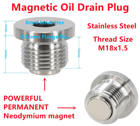 Magnetic Stainless Steel Oil Drain Plug For Porsche 911 986 996 997 Boxster Cayman with specifications shown